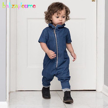 2019 Nova Primavera Verão Unisex Traje Do Bebê Roupas Infantis Meninos Meninas Macacão Moda Denim Mangas Curtas Macacão Da Criança BC1364 2024 - compre barato