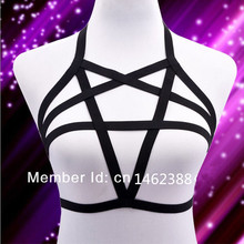 New Sexy Elastic Lingerie pentagram harness cage bra body cage fetish bondage Harness Belt  90's Goth Body suit 2024 - buy cheap