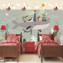 Pintado a mano mundo subacuático ballena mate fondo de arte pared de producción profesional mural al por mayor papel pintado personalizado foto pared 2024 - compra barato