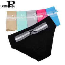 LOBBPAJA 6 PCS/Lot Plus Size Women Underwear Cotton Mid Waist Sexy Bikini Panties Briefs Ladies Mothers Lingerie XXL 3XL 4XL 2024 - buy cheap