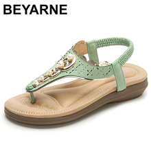 BEYARNEWomen Sandals New Flats Sandals Women Summer Women Shoes Bohemia Style Flip Flops Beach Shoes Women's Beach SlipperE656 2024 - buy cheap