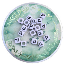 Free Shipping 6*6MM 100pcs/lot Single Initial P Printing Acrylic Letters Beads Big Hole Ornament Accessories Plastic Alphabets 2024 - buy cheap