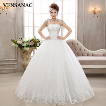 VENSANAC 2018 Crystal Strapless Bow Ball Gown Wedding Dresses Lace Appliques Off The Shoulder Backless Bridal Gowns 2024 - buy cheap