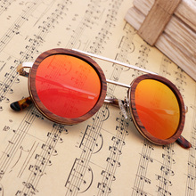 Moda feminina polarizada óculos de sol de madeira luxo retro ao ar livre redondo óculos de sol alta qualidade moldura de metal uv400 com caso de bambu 2024 - compre barato