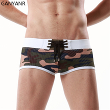 GANYANR Brand gay men swimming trunks swim shorts male swimwear swimsuit briefs sexy low waist camouflage penis summer beachwear 2024 - buy cheap