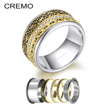 Cremo Stacking rings Gold For Women Stainless Steel Rotatable Set Arctic Symphony Collection Crystal Ring Gold Wedding Band 2024 - buy cheap