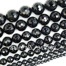 Natural Stone Faceted Black Agata Onyx Round Loose Spacer Beads 4 6 8 10 12 14mm 15"Strand For Jewelry Making DIY Charm Bracelet 2024 - buy cheap