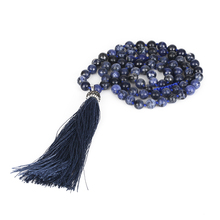 New Arrival Blue-vein Stone Rhinestone Pendant Tassel Jewelry Strand Necklace for Women 8mm Beads 120mm Pendant 2024 - buy cheap