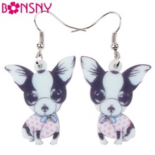 Bonsny Drop Dog Chihuahuas Earrings Acrylic Long Big Dangle Earrings 2016 News Brand Girls Women Fashion Jewelry Accessories 2024 - buy cheap