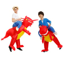 Надувной костюм динозавра, детский аниме, красный динозавр, T-REX, одежда для косплея на Хэллоуин, костюмы для взрослых, детский вечерние комбинезон 2024 - купить недорого
