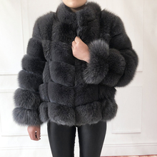 100% true fur coat Women's warm and stylish natural fox fur jacket vest Stand collar long sleeve leather coat Natural fur coats 2024 - buy cheap