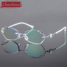 Chashma Luxury Tint Lenses Myopia Glasses Reading Glasses Diamond Cutting Rimless Titanium Glasses Frame for Women 2024 - buy cheap