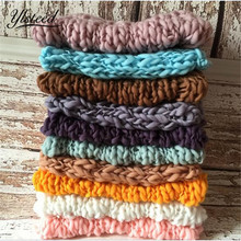 Wool Crochet Newborn Photography Props Baby Chunky Knit Blankets Basket Filler Soft Infant Photo Backdrop Rug Baby Picture Props 2024 - buy cheap