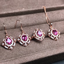 KJJEAXCMY boutique jewels девушки стиль 925 стерлингового серебра Топаз набор кольцо кулон ожерелье серьги 2024 - купить недорого