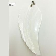 Free Shipping Fashion Jewelry White Mother of pearl Shell Feather Women Men Pendant Bead C7822 2024 - buy cheap