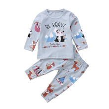 Футболка и штаны для новорожденных девочек и мальчиков с изображением панды, комплект одежды pudcoco, комплект хлопковой одежды для маленьких девочек и мальчиков 2024 - купить недорого