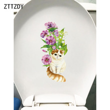 ZTTZDY 11,5*24,2 CM Gato pared dormitorio decoración del hogar calcomanía adhesiva para el inodoro arte moderno T3-0402 2024 - compra barato