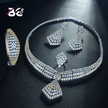 Be 8 Luxury Big 4pc Jewelry Set With Cubic Zirconia Party Wedding Saudi Arabic Dubai Necklace&Earring&Bangle&Ring Sets  S312 2024 - buy cheap