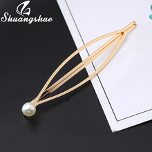 Shuangshuo New Fashion Women Pearl Hairpins Geometric Hair Clip Delicate Triangle Hair Pins Hair Decorations Jewelry Accessories 2024 - buy cheap