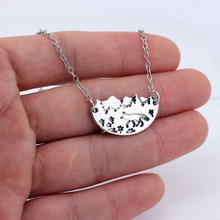 hzew mountai range wolf trees flowers forest pendant necklace nature enthusiast gift 2024 - buy cheap