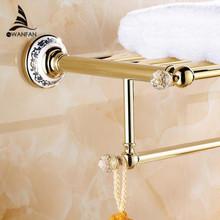 Bathroom Shelves Crystal Copper Chrome Finish Wall Shelf Gold Brass Towel Holder Towel Tack Bathroom Accessories Towel Bars 6303 2024 - buy cheap