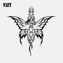 Yjzt 15cm * 15.9cm decoração arte vinil etiqueta do carro decalque tribal tatuagem borboleta menina preto/prata C24-0301 2024 - compre barato