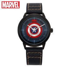 Marvel, Мстители, Капитан Америка, мужские кварцевые часы с кожаным ремешком, роскошные часы от ведущего бренда Disney, мужские водонепроницаемые спортивные часы 2024 - купить недорого