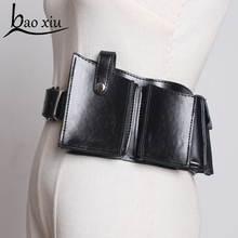New Vintage Belts Women black leather Travel Casual Belt Coin Bag Women's Waistband Belts Fashion Metal Buckle Straps Accessory 2024 - buy cheap