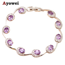 Pulseiras elegantes com cristal roxo para mulheres, prata branca, alta qualidade, fashion, tb554a 2024 - compre barato