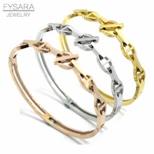 FYSARA Luxury Jewelry Geometry Screw Bracelets & Bangles Rose Gold Color Bangle For Women Stainless Steel Bangles Pulseira 2024 - buy cheap