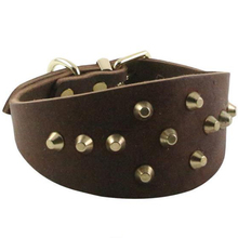 Quality Cow Leather Greyhound Dog Collar Spiked Studded Necklace Durable Pitbull Pet Accessories Heavy Duty For Neck 14-15 Inch 2024 - buy cheap