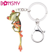 Bonsny-Colgante de acrílico con forma de llave de rana para mujer, bonito colgante de Animal, joyería, bolso para adolescentes 2024 - compra barato