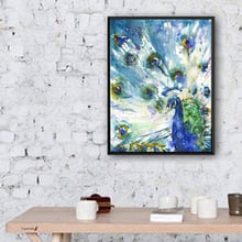 Pintura al óleo moderna de pavo real sobre lienzo, pintura decorativa abstracta de pavo real pintada a mano, de alta calidad 2024 - compra barato