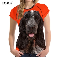 FORUDESIGNS Stylish Women Summer T Shirts 3D Dog English Cocker Spaniel Print Girls O Neck Tshirts Summer Short Sleeve Top Tees 2024 - buy cheap