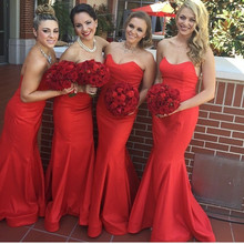 Hot Sale Simple Long Bridesmaid Dresses Mermaid Sweetheart Long Prom Dresses 2024 - buy cheap