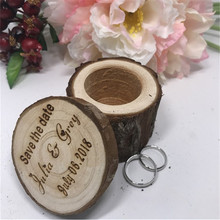 Customized Name Date Ring Box Wood Wedding Ring Boxes Ring Bearer Pillow Engagement Wedding Valentines Gifts Jewelry Storage 2024 - buy cheap