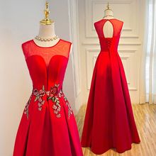 Новые Элегантные зеленые/красные/розовые Длинные Выпускные платья 2020 Vestido De Festa с вышивкой Вечерние Платья vestidos de noiva 2024 - купить недорого