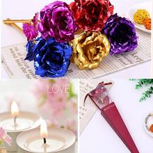 Romantic 24k Gold Foil Plated Rose Wedding Decoration Golden Rose Single Imitation Rose flower Valentine's Day Gift 2024 - buy cheap