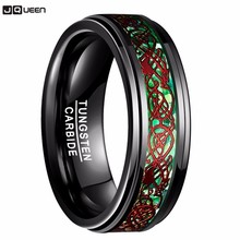 8mm Tungsten Ring Men Bague Inlay Polished Finish Edge Engagement Wedding Band Fashion Jewelry Rings 2024 - buy cheap