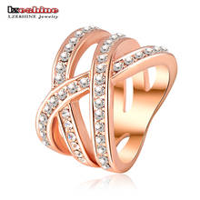 LZESHINE стильный Стиль кольцо из розового золота Цвет австрийского хрусталя SWA Элемент Для женщин Кольца преувеличены кольцо ri-hq0120 2024 - купить недорого