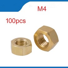 100pcs/Lot Metric DIN934 Brass Hex Nut M4 Hexagon Nut Screw Nut 2024 - buy cheap