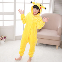 Novo pijamas animais para crianças inverno quente menina menino crianças pijama desenhos animados amarelo anime cosplay macacão com capuz bonito pijamas 2024 - compre barato