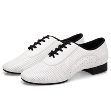 USHINE-zapatos de baile BD93 para hombre, calzado de piel auténtica con tacón blanco profesional de 2,5 cm, para salón de baile latino 2024 - compra barato