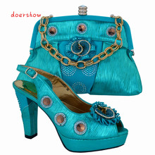 doershow New coming African sandals Italian shoes and bags to match,Italian shoes with bag set in sky blue color. !VL1-29 2024 - buy cheap