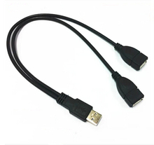 10 шт./лот --- 30 см/11,8 "USB 2,0 1 папа до 2 Женский сплиттер концентратор зарядки Y кабель медный провод 2024 - купить недорого