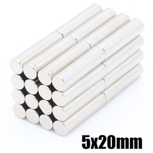 50pcs long cylindrical rod magnet 5*20 mm rare earth N35 magnet strong magnet neodymium iron boron magnet 5x20 mm 2024 - buy cheap