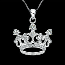 Crown Pendant Necklace with AAA grade zircon Silver plated fashion jewelry beautiful Christmas gift for women Top Quality 2024 - buy cheap