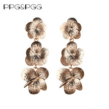 PPG&PGG 2018 Vintage Gold Sliver Metal Flower Long Earrings For Women Maxi Drop Dangle Earrings Party Gifts Jewelry 2024 - buy cheap