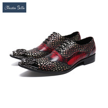 Zapatos de vestir para hombre de cuero genuino con cordones, calzado de vestir, con punta de Metal, Oxford 2024 - compra barato