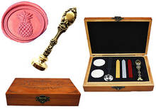 Custom Vintage Pineapple Brass Peacock Metal Handle Sticks Melting Spoon Wood Gift Box Set Luxury Wax Seal Sealing Stamp 2024 - buy cheap